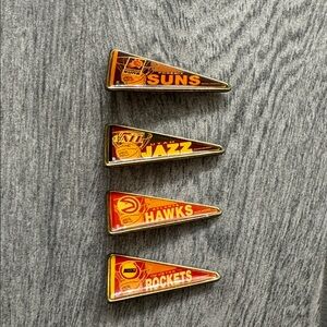 Vintage Wincraft NBA Team Pennant Pins. Jazz, Hawks, Suns, Rockets